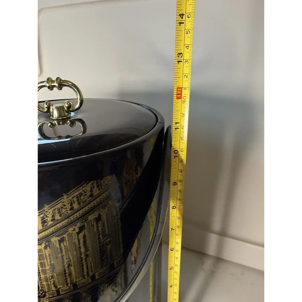 Vintage University of California UC Berkeley Ice Bucket Black Gold MCM Barware